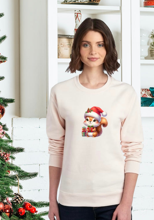 Sweatshirts, Unisex Sweatshirt, Cute Holiday Apparel, Adorable Festive Holiday Gifts, Holiday Apparel, Unisex Holiday Sweater, Adorable Festive Squirrel Holiday Sweater, Holiday Animals