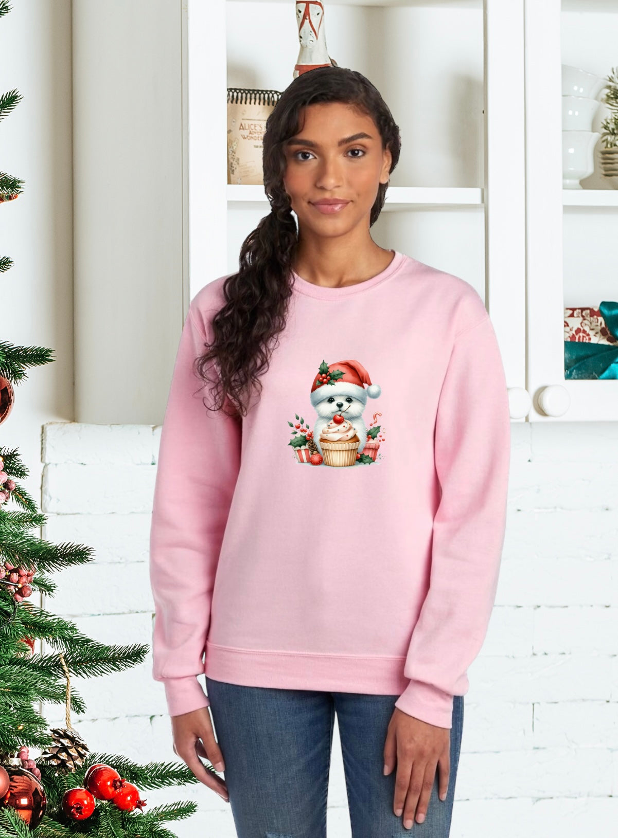 Sweatshirts, Unisex Sweatshirt, Cute Holiday Apparel, Adorable Festive Holiday Gifts, Holiday Apparel, Unisex Holiday Sweater, Adorable Festive Puppy Holiday Sweater, Holiday Puppy