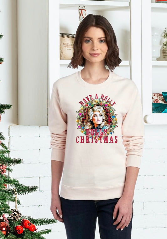 Sweatshirt, Unisex Sweatshirts, Dolly Parton Sweatshirts, Holly Dolly Christmas Sweater, Holiday Gifts, Festive Dolly Parton Sweatshirts