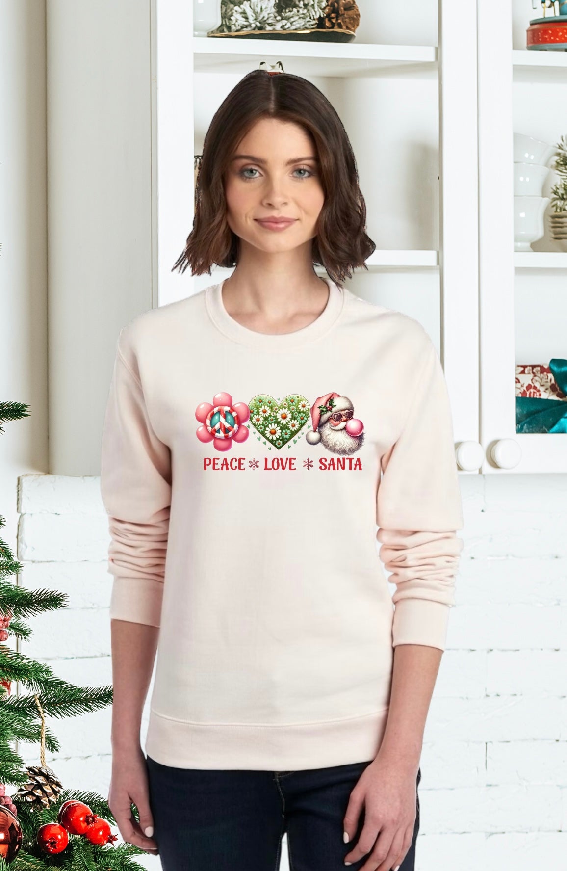 Sweatshirt, Unisex Sweatshirts, Santa Sweatshirts, Holiday Santa Apparel, Holiday Gifts, Festive Sweatshirts, Holiday Apparel, Santa Claus, Peace, Love, Santa