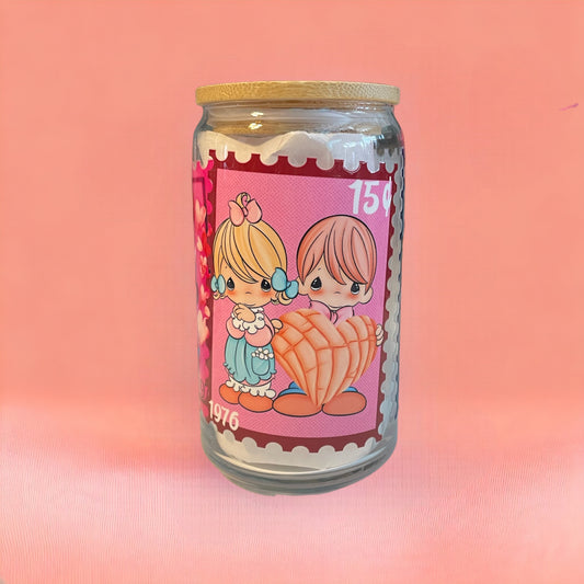 Precious Moments 12oz. Glass Can with Straw, Beer Cans, Glass Cans, Glass Cups, Latte Cups Precious Moments Cups, Precious Moments Glass Cups with Straws, Gifts for Him, Gifts for Her, Decorative Cups