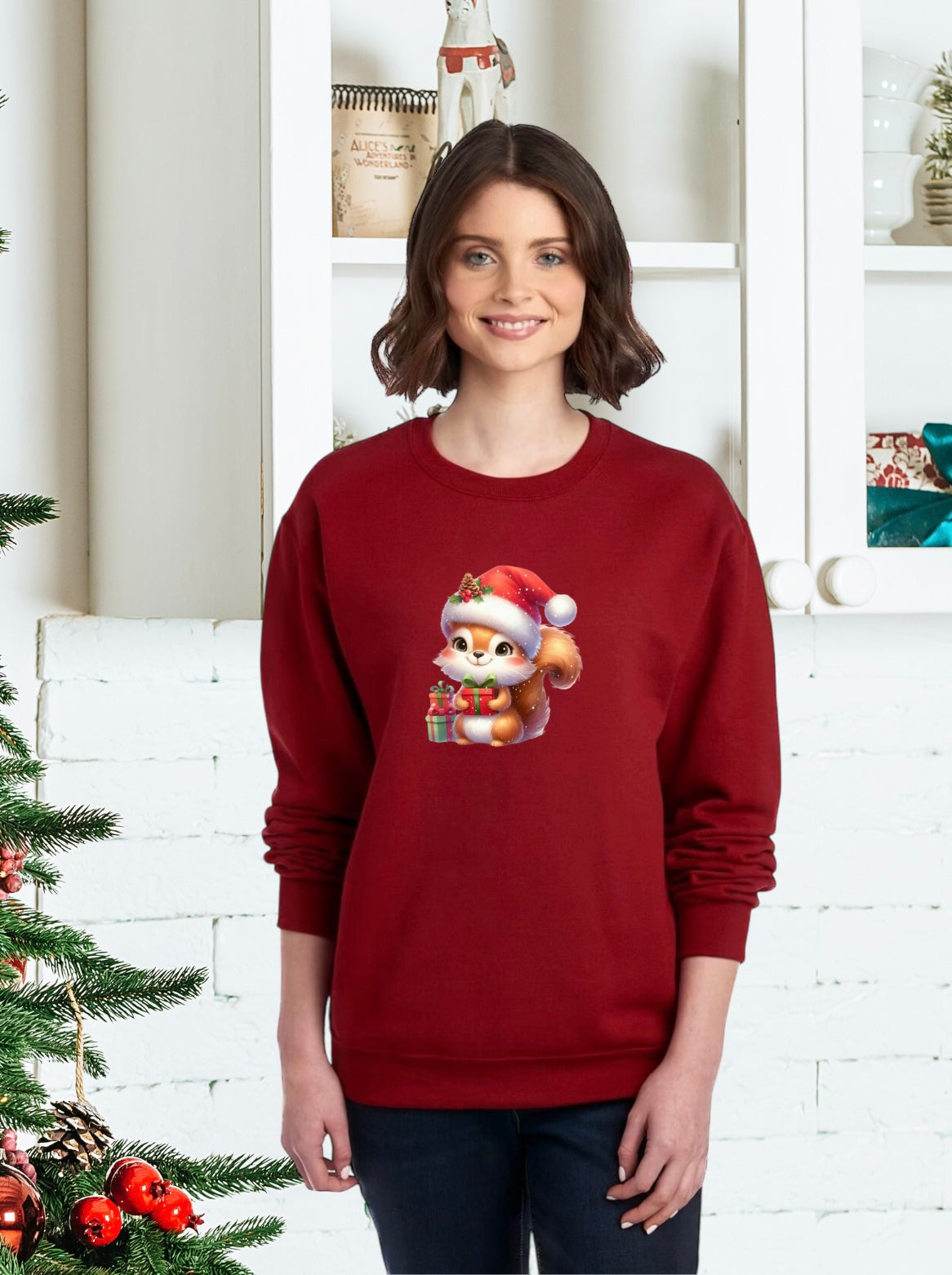 Sweatshirts, Unisex Sweatshirt, Cute Holiday Apparel, Adorable Festive Holiday Gifts, Holiday Apparel, Unisex Holiday Sweater, Adorable Festive Squirrel Holiday Sweater, Holiday Animals