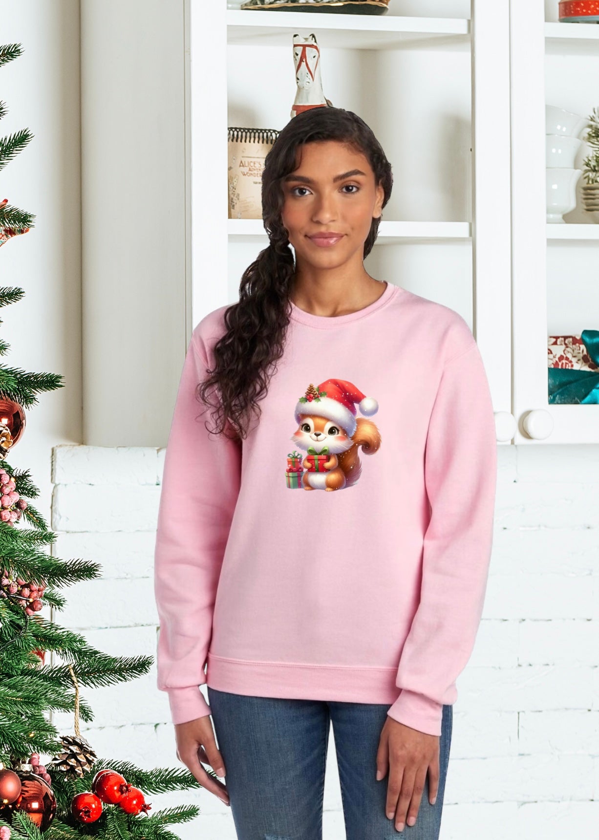 Sweatshirts, Unisex Sweatshirt, Cute Holiday Apparel, Adorable Festive Holiday Gifts, Holiday Apparel, Unisex Holiday Sweater, Adorable Festive Squirrel Holiday Sweater, Holiday Animals