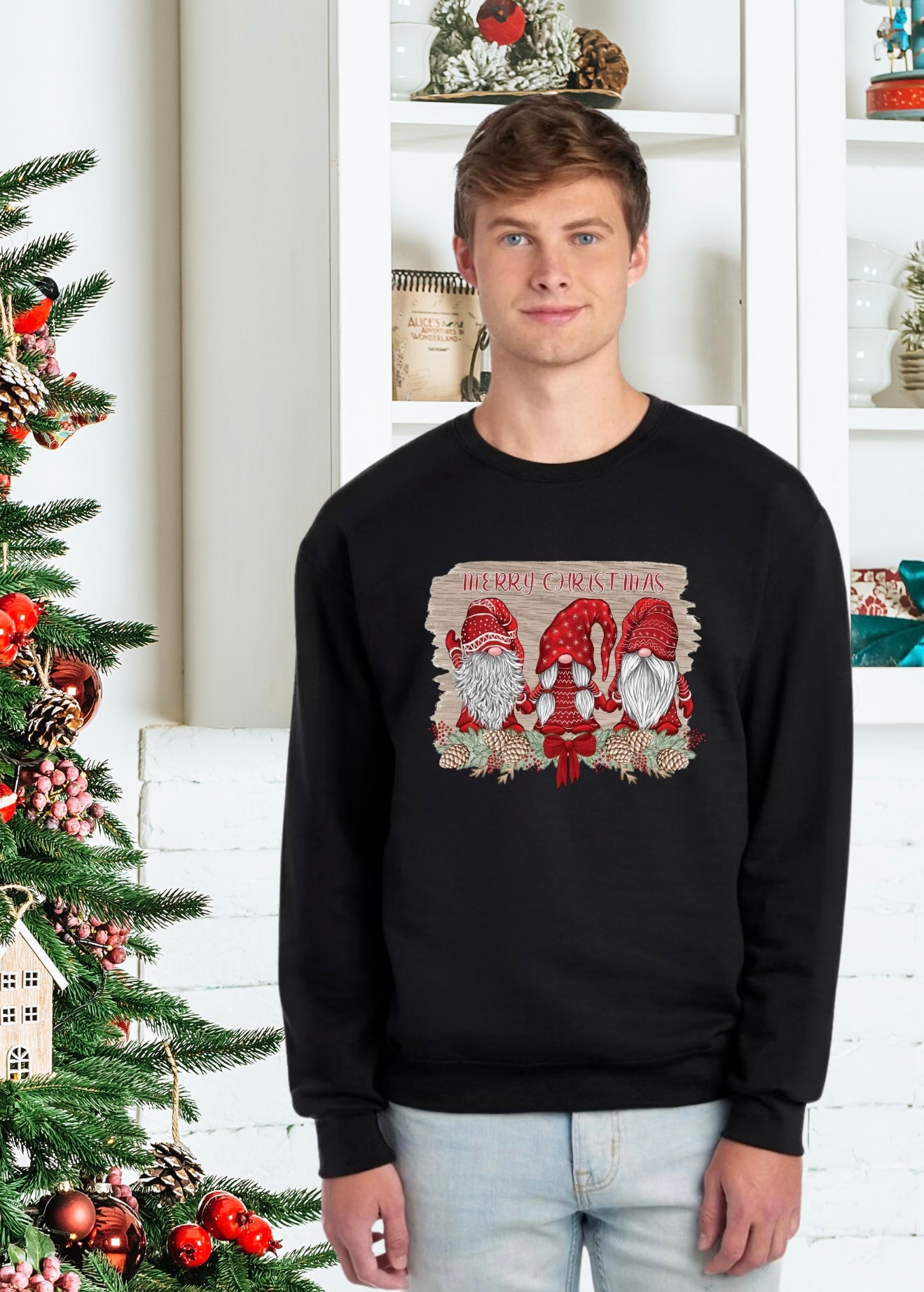 Sweatshirts, Unisex Sweatshirt, Cute Holiday Apparel, Adorable Festive Holiday Gifts, Holiday Apparel, Unisex Holiday Sweater, Adorable Gnome Holiday Sweater, Holiday Gnomes