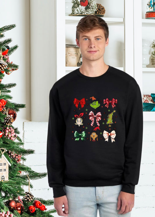 Sweatshirts, Unisex Sweatshirt, The Grinch, The Grinch Holiday Sweatshirt, The Grinch Holiday Sweater, Coquette Holiday Grinch Sweatshirt