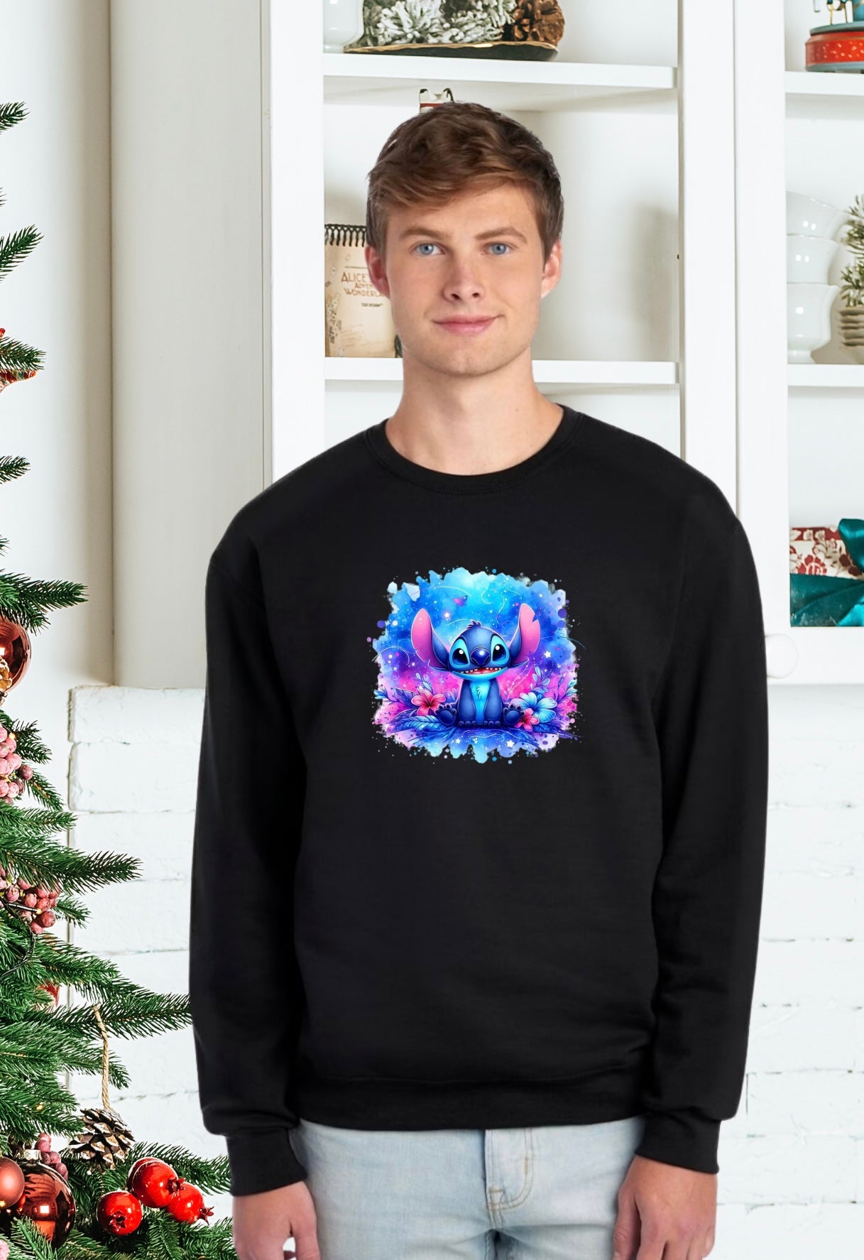 Sweatshirt, Unisex Sweatshirts, Santa Sweatshirts, Apparel, Holiday Gifts, Festive Sweatshirts, Holiday Apparel, Gifts for Him, Gifts for Her, Stitch Sweatshirt, Stitch Holiday Sweater