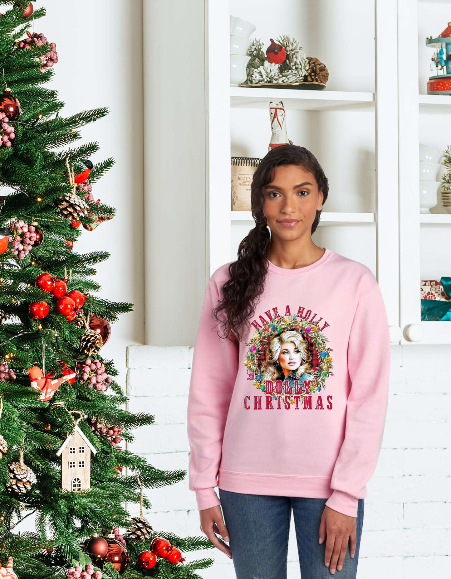 Sweatshirt, Unisex Sweatshirts, Dolly Parton Sweatshirts, Holly Dolly Christmas Sweater, Holiday Gifts, Festive Dolly Parton Sweatshirts