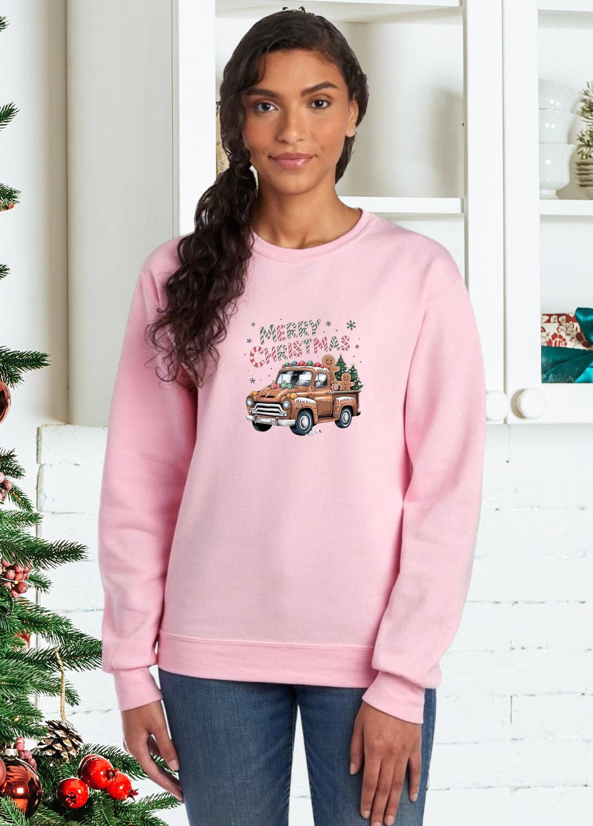 Sweatshirts, Unisex Sweatshirt, Cute Holiday Apparel, Adorable Festive Holiday Gifts, Holiday Apparel, Unisex Holiday Sweater, Tree Truck Holiday Sweater, Festive Truck Sweater