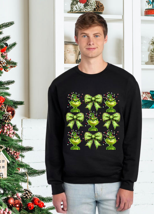 Sweatshirts, Unisex Sweatshirts, The Grinch, The Grinch Holiday Sweatshirt, The Grinch Holiday Sweater, Coquette Holiday Grinch Sweatshirt