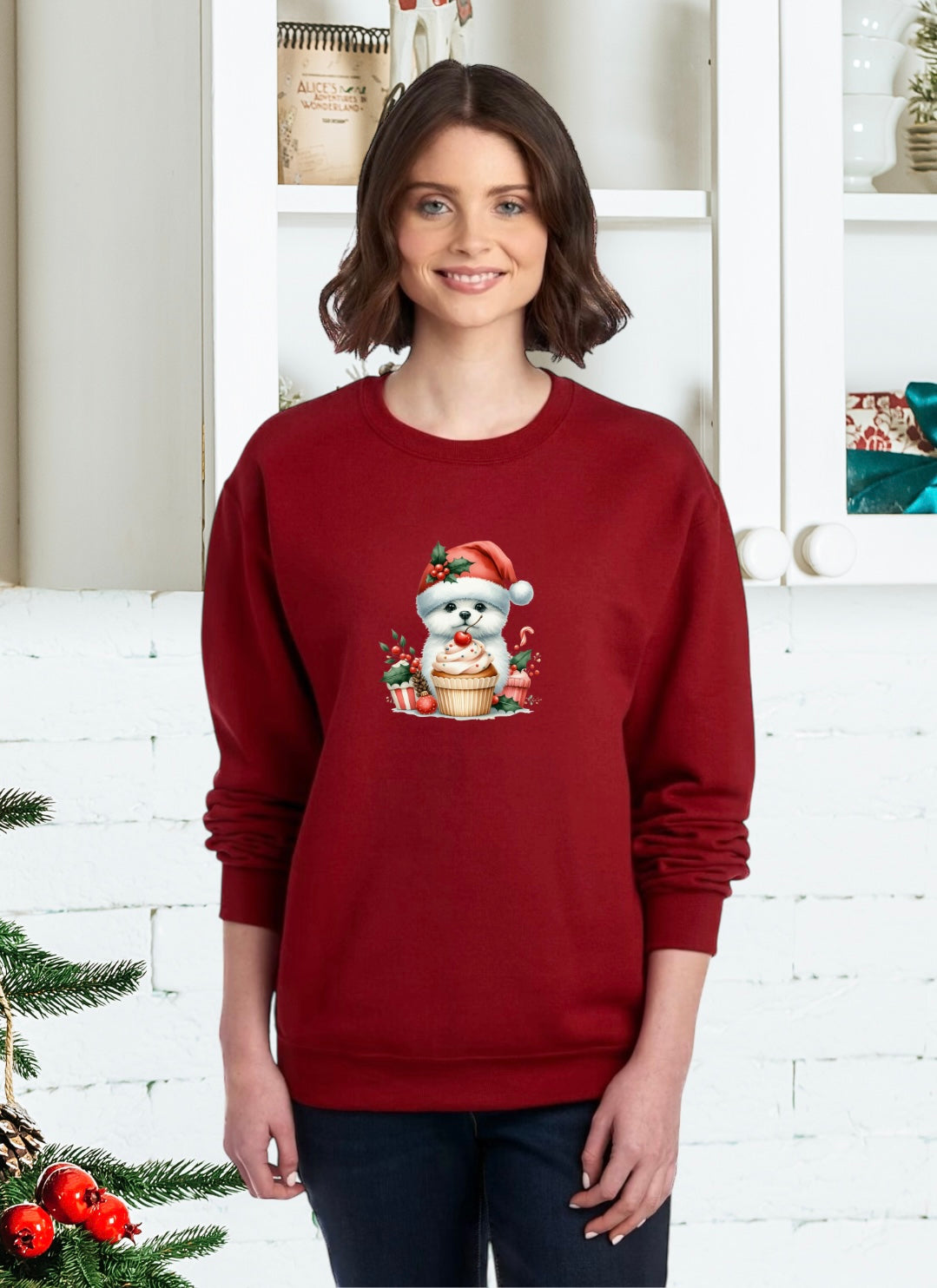 Sweatshirts, Unisex Sweatshirt, Cute Holiday Apparel, Adorable Festive Holiday Gifts, Holiday Apparel, Unisex Holiday Sweater, Adorable Festive Puppy Holiday Sweater, Holiday Puppy