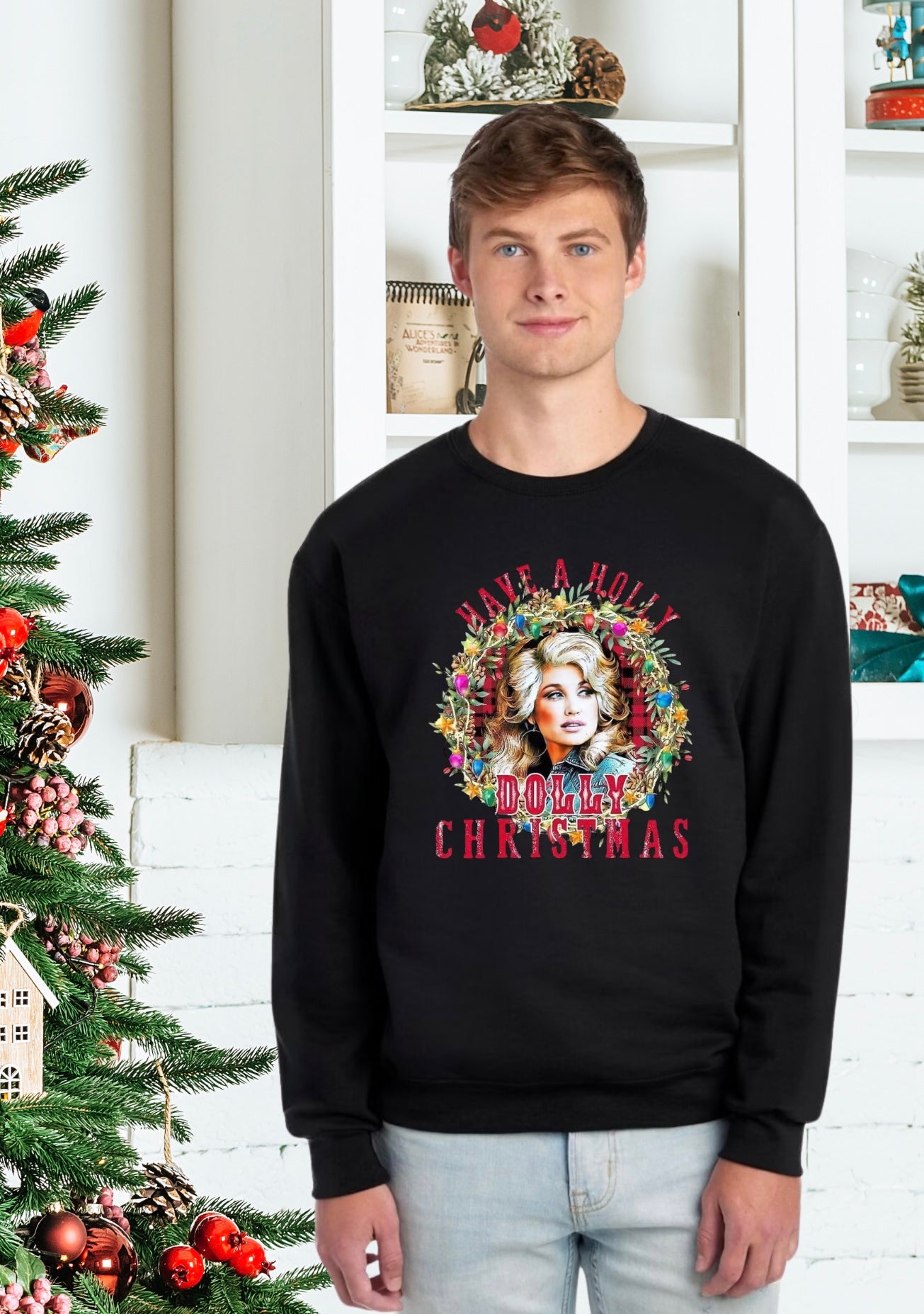 Sweatshirt, Unisex Sweatshirts, Dolly Parton Sweatshirts, Holly Dolly Christmas Sweater, Holiday Gifts, Festive Dolly Parton Sweatshirts