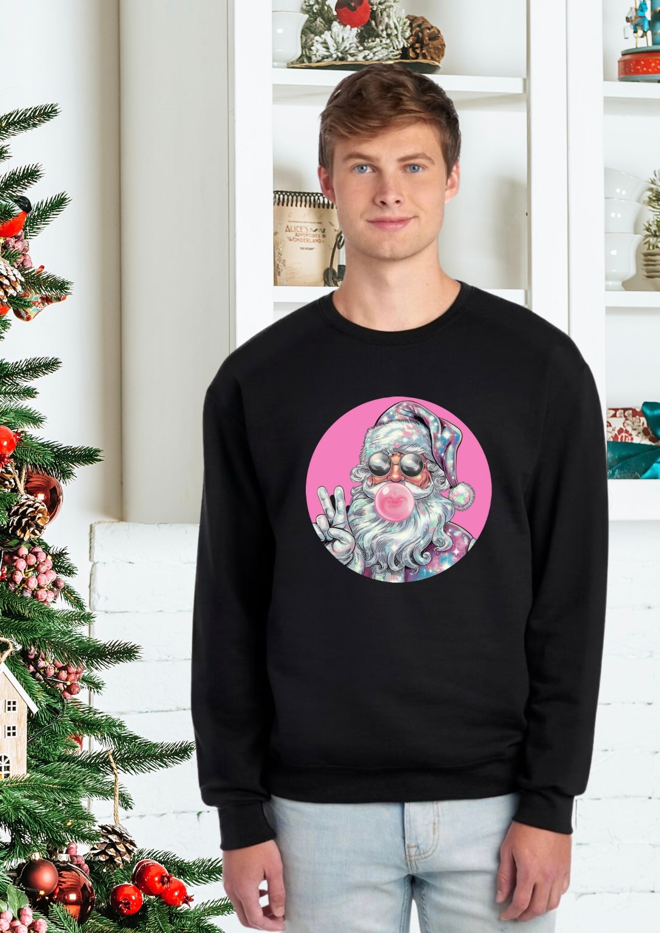 Sweatshirt, Unisex Sweatshirts, Santa Sweatshirts, Holiday Santa Apparel, Holiday Gifts, Festive Sweatshirts, Holiday Apparel, Santa Popping Gum