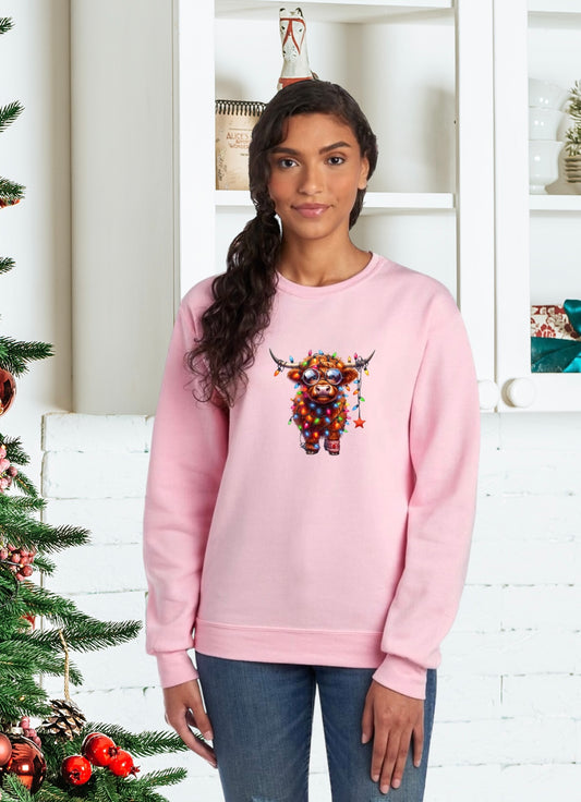 Sweatshirt, Unisex Sweatshirts, Baby Cow Sweatshirts, Holiday Cow, Holiday Gifts, Festive Cow Sweatshirts