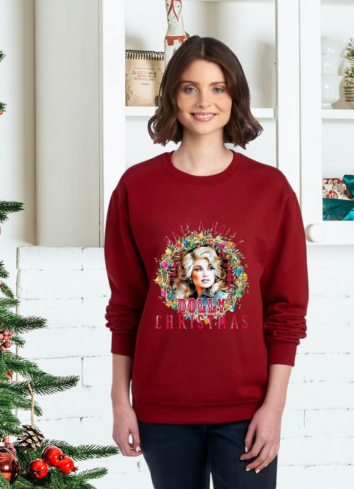 Sweatshirt, Unisex Sweatshirts, Dolly Parton Sweatshirts, Holly Dolly Christmas Sweater, Holiday Gifts, Festive Dolly Parton Sweatshirts