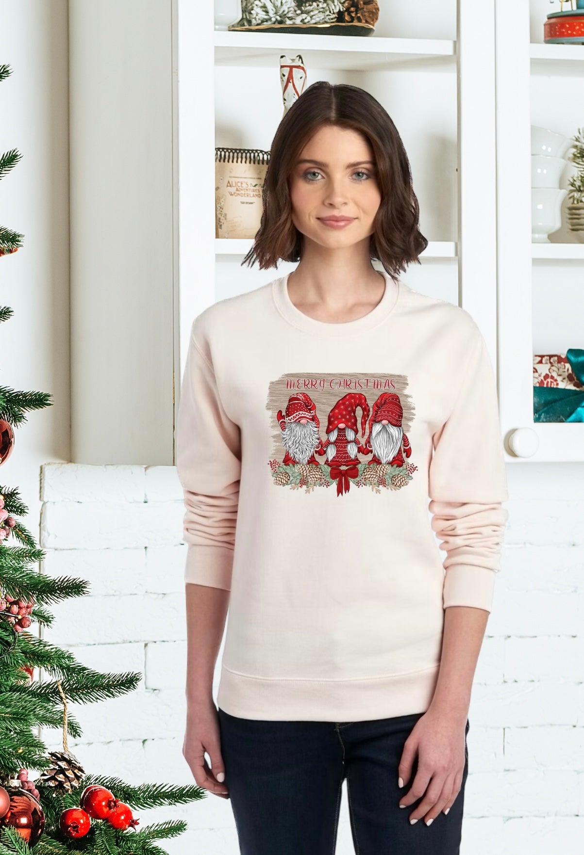 Sweatshirts, Unisex Sweatshirt, Cute Holiday Apparel, Adorable Festive Holiday Gifts, Holiday Apparel, Unisex Holiday Sweater, Adorable Gnome Holiday Sweater, Holiday Gnomes