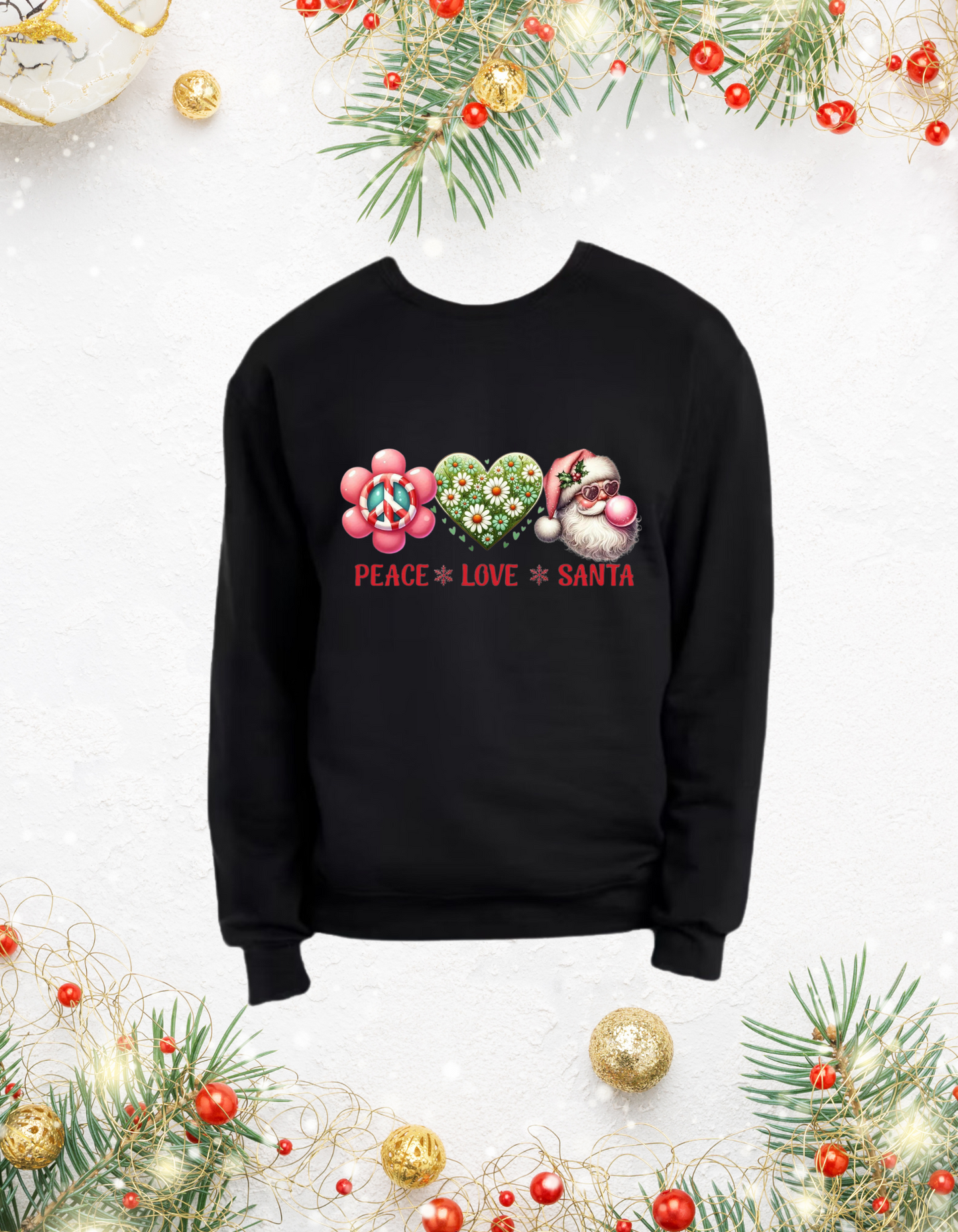 Sweatshirt, Unisex Sweatshirts, Santa Sweatshirts, Holiday Santa Apparel, Holiday Gifts, Festive Sweatshirts, Holiday Apparel, Santa Claus, Peace, Love, Santa