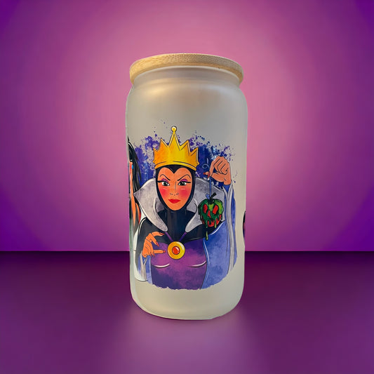 Villains 16oz. Frosted Glass Can with Straw, Glass Cup, Glass Can, Beer Cans, Glass Cup with Straw and Lid, Villain Cup