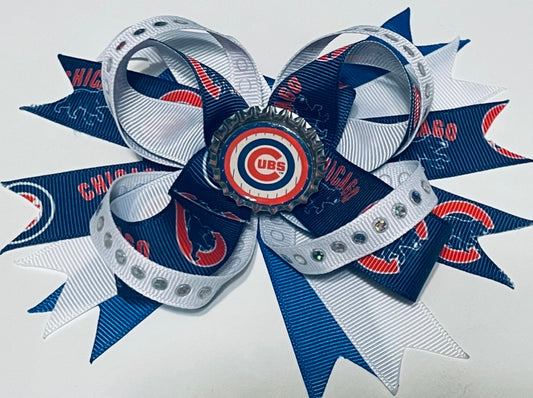 Chicago Cubs Boutique Hair Bow, Hair Clips, Hair Accessories, Hair Bows for Girls, Gifts for Girls, Holiday Hair Bows, Boutique Bows, Gifts, Handmade Bows, Chicago Cubs