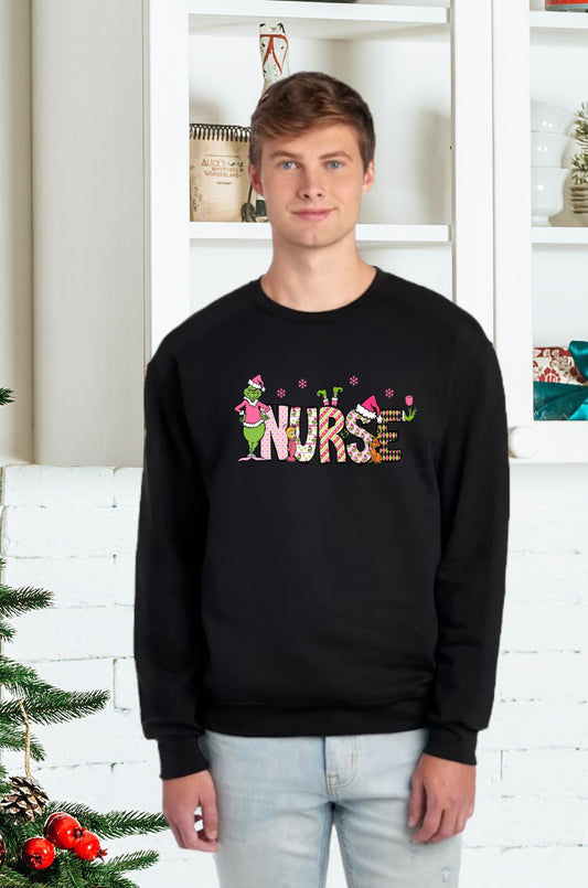 Sweatshirt, Unisex Sweatshirts, The Grinch Nurse Sweatshirts, Women’s Sweatshirts, Nurse Gifts Sweatshirts, Apparel for Nurses