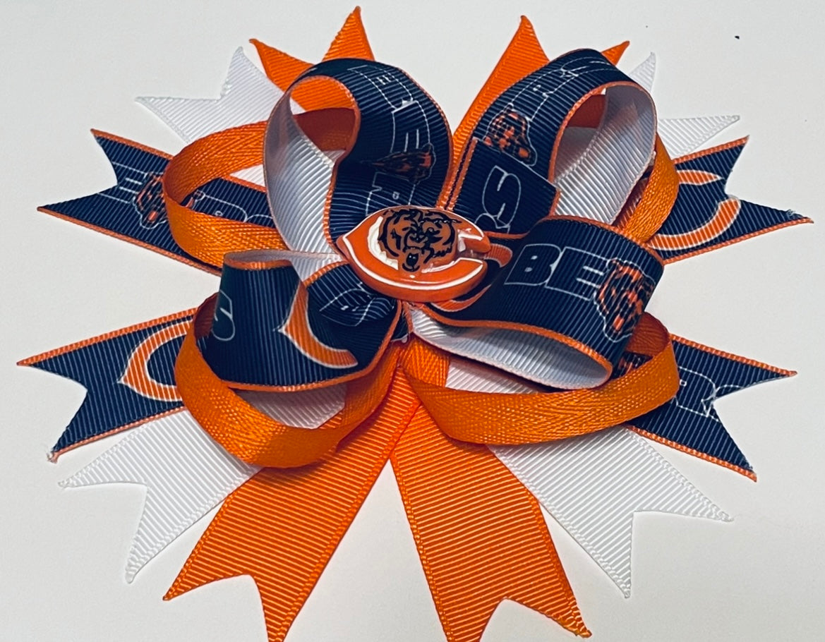Chicago Bears Boutique Hair Bow, Hair Clips, Hair Accessories, Hair Bows for Girls, Gifts for Girls, Holiday Hair Bows, Boutique Bows, Gifts, Handmade Bows