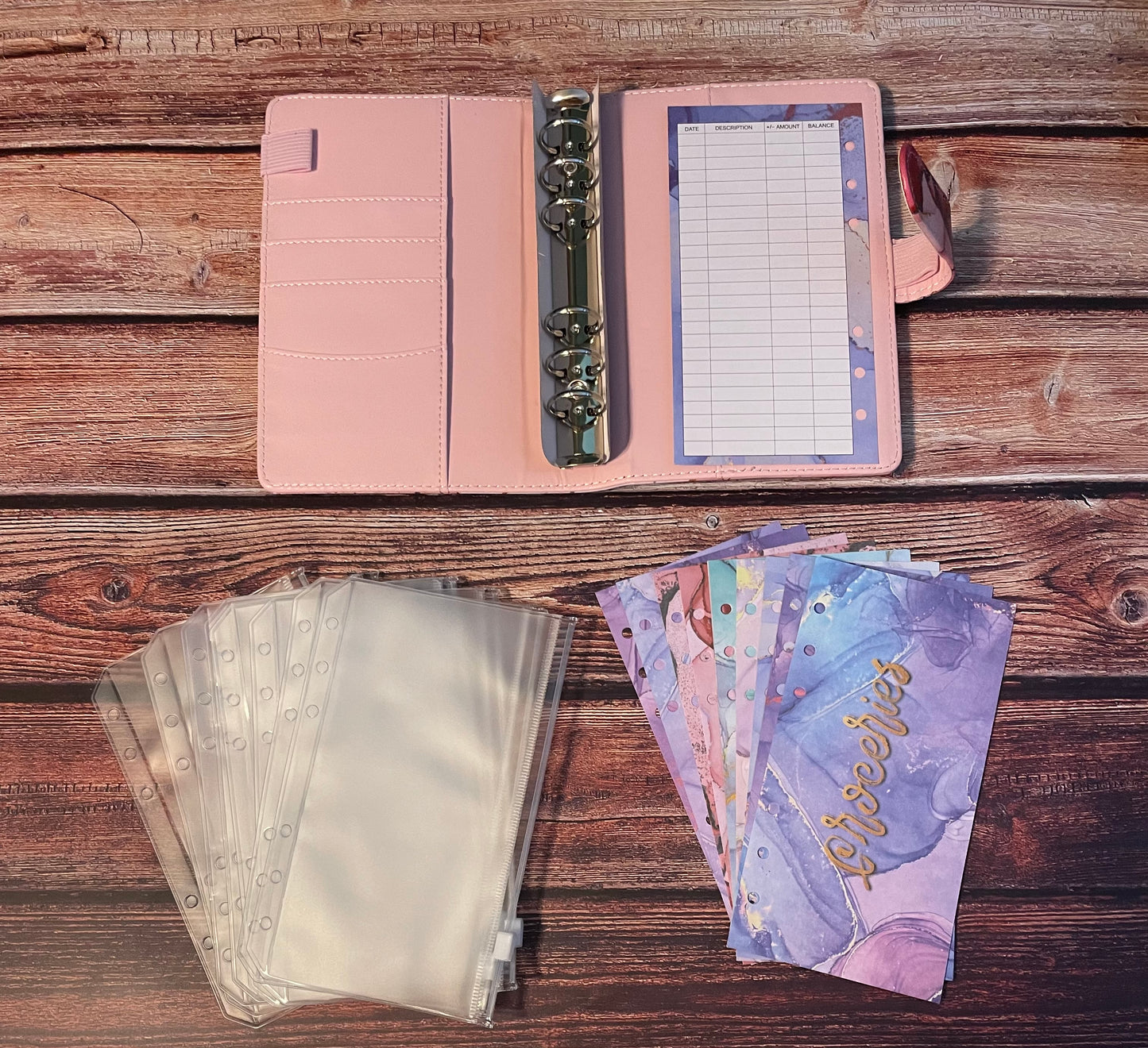 Customizable A6 Budget Binder with Envelopes and Balance Sheets, 6 Ring Binder, Money Wallet, Personalized Wallets, Personalized Binders, A6 Notebook Binder