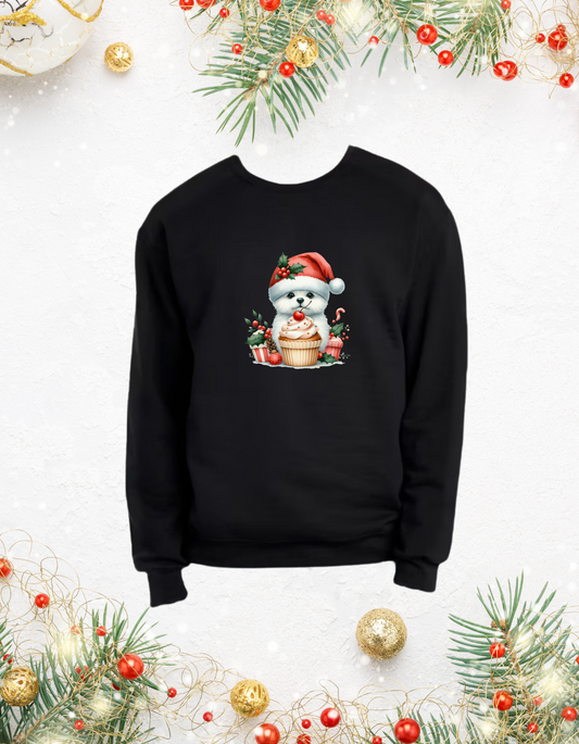 Sweatshirts, Unisex Sweatshirt, Cute Holiday Apparel, Adorable Festive Holiday Gifts, Holiday Apparel, Unisex Holiday Sweater, Adorable Festive Puppy Holiday Sweater, Holiday Puppy