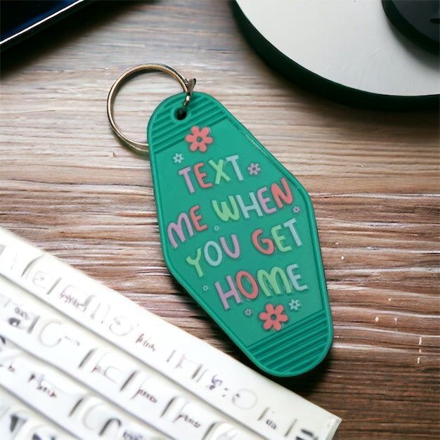 Retro Motel Keychain, Text Me When You Get Home, Keychains, Unique Keychains, Thoughtful Gifts, Gifts for New Drivers